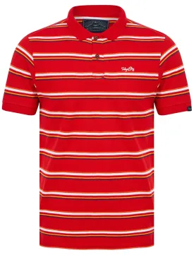 Gazza Striped Cotton Pique Polo Shirt in Barados Cherry - Tokyo Laundry