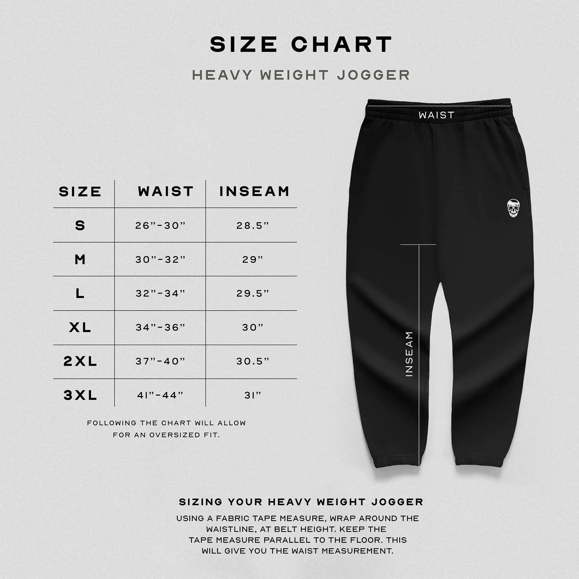 Heavyweight Core Skull Jogger - Black/White