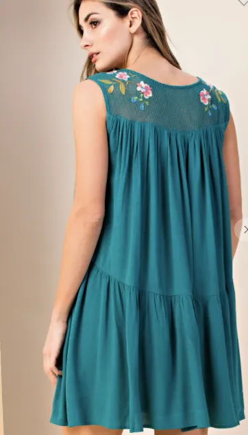 Hunter Green Embroidered Tunic Dress