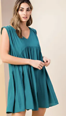 Hunter Green Embroidered Tunic Dress