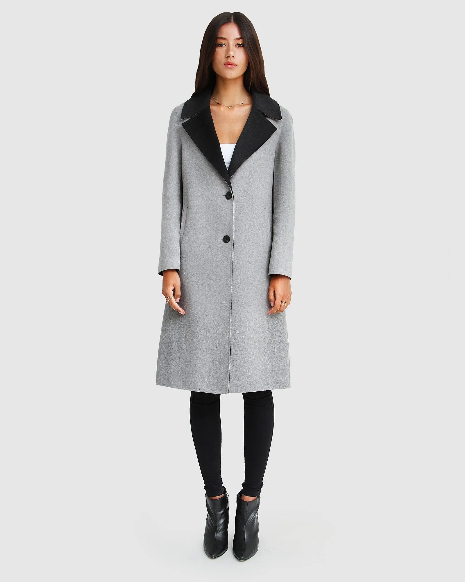 Lexington Two-Tone Wool Blend Coat - Grey