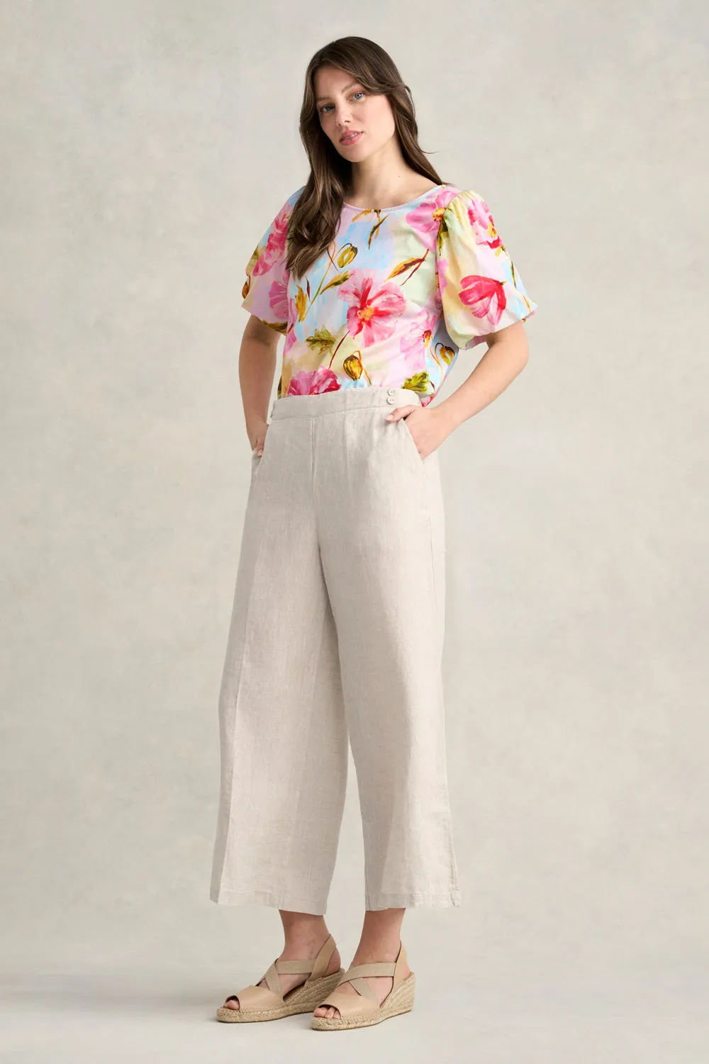 Linen 7/8th Wide Leg Pant