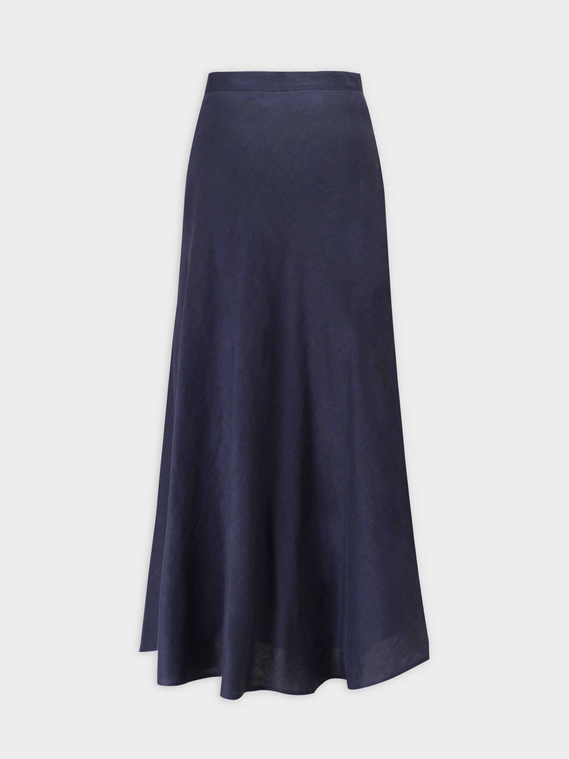 Linen Blend A-Line Skirt-Navy