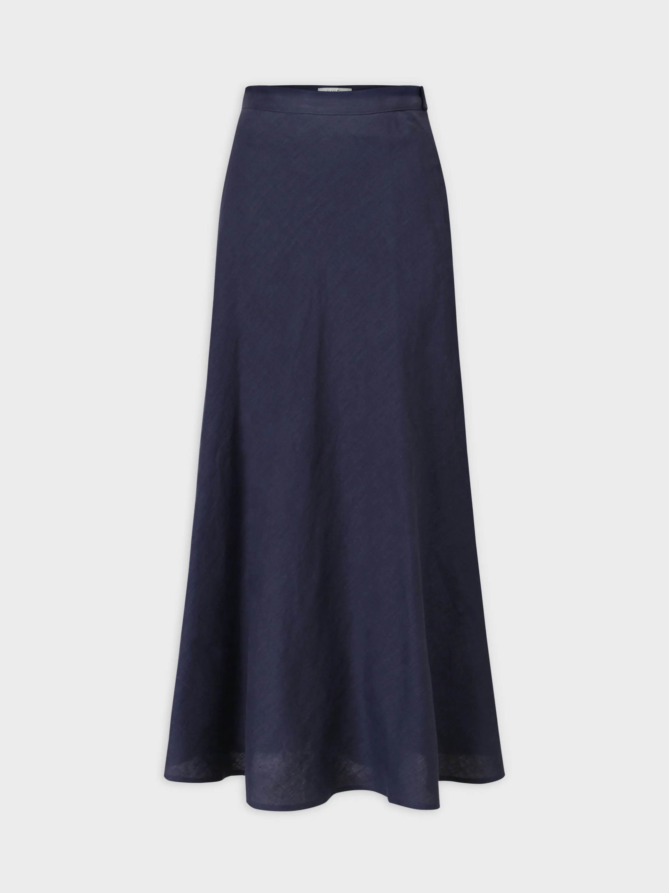 Linen Blend A-Line Skirt-Navy