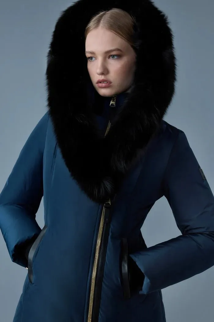 MACKAGE ADALI-BX - Down Coat With Blue Fox Fur Signature Mackage Collar