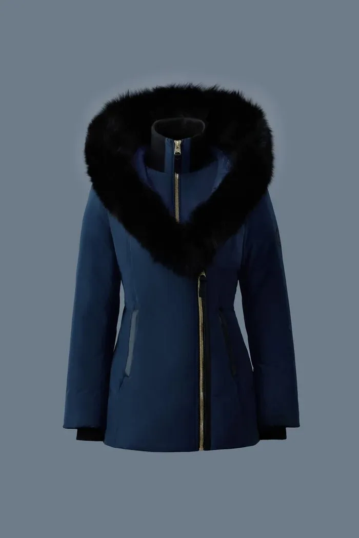 MACKAGE ADALI-BX - Down Coat With Blue Fox Fur Signature Mackage Collar