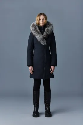 MACKAGE TRISH-X - Powder Touch Down Coat With Silver Fox Fur Signature Mackage Collar