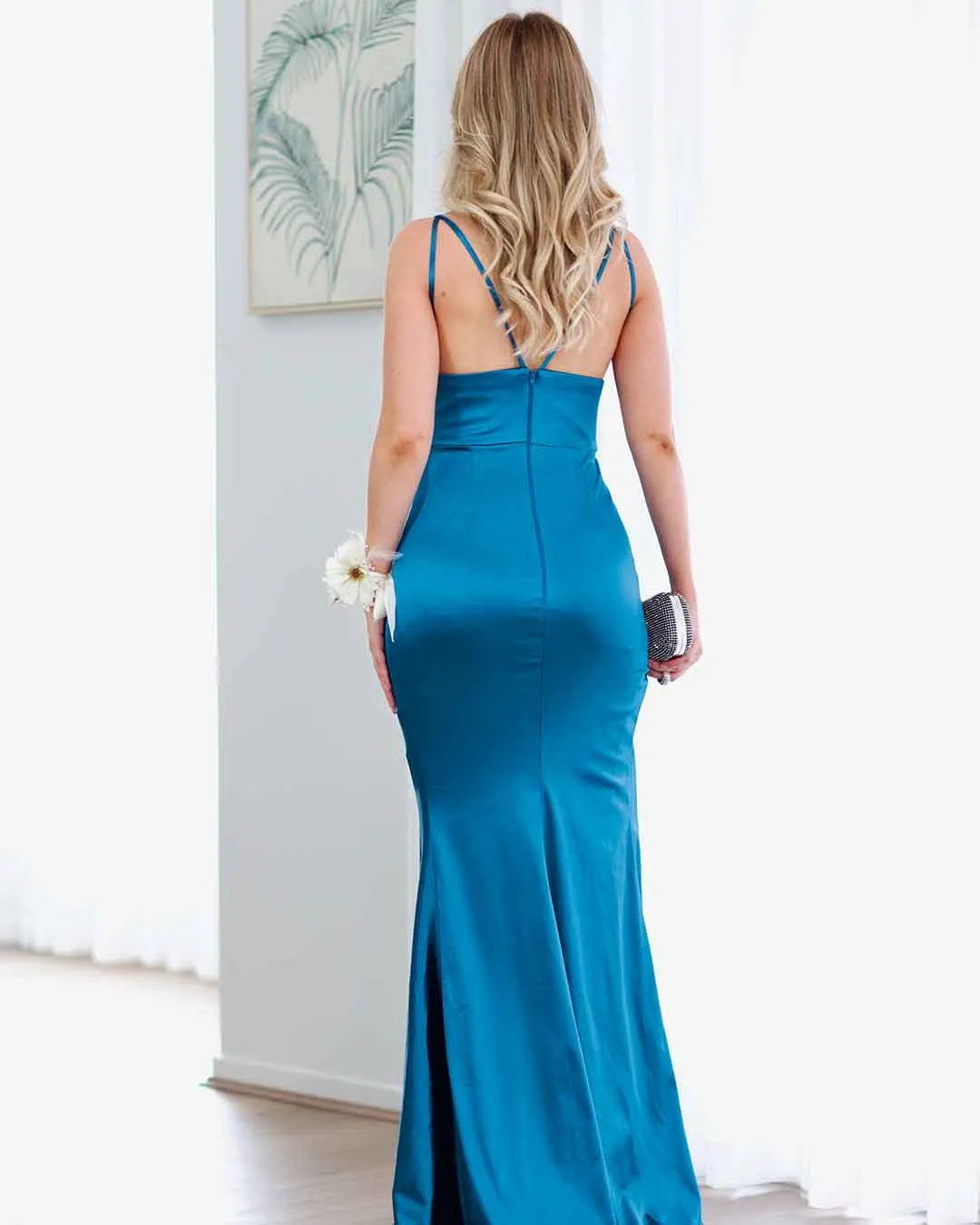 Marie Satin Gown - Teal