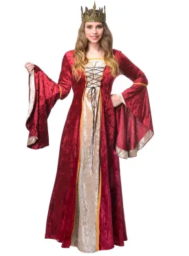 Medieval Queen Womens Plus Size Red Velvet Costume