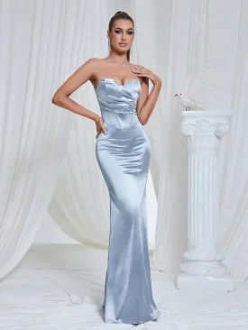 Naia Strapless Satin Mermaid Gown Dress