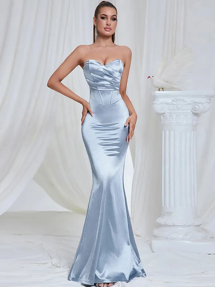 Naia Strapless Satin Mermaid Gown Dress