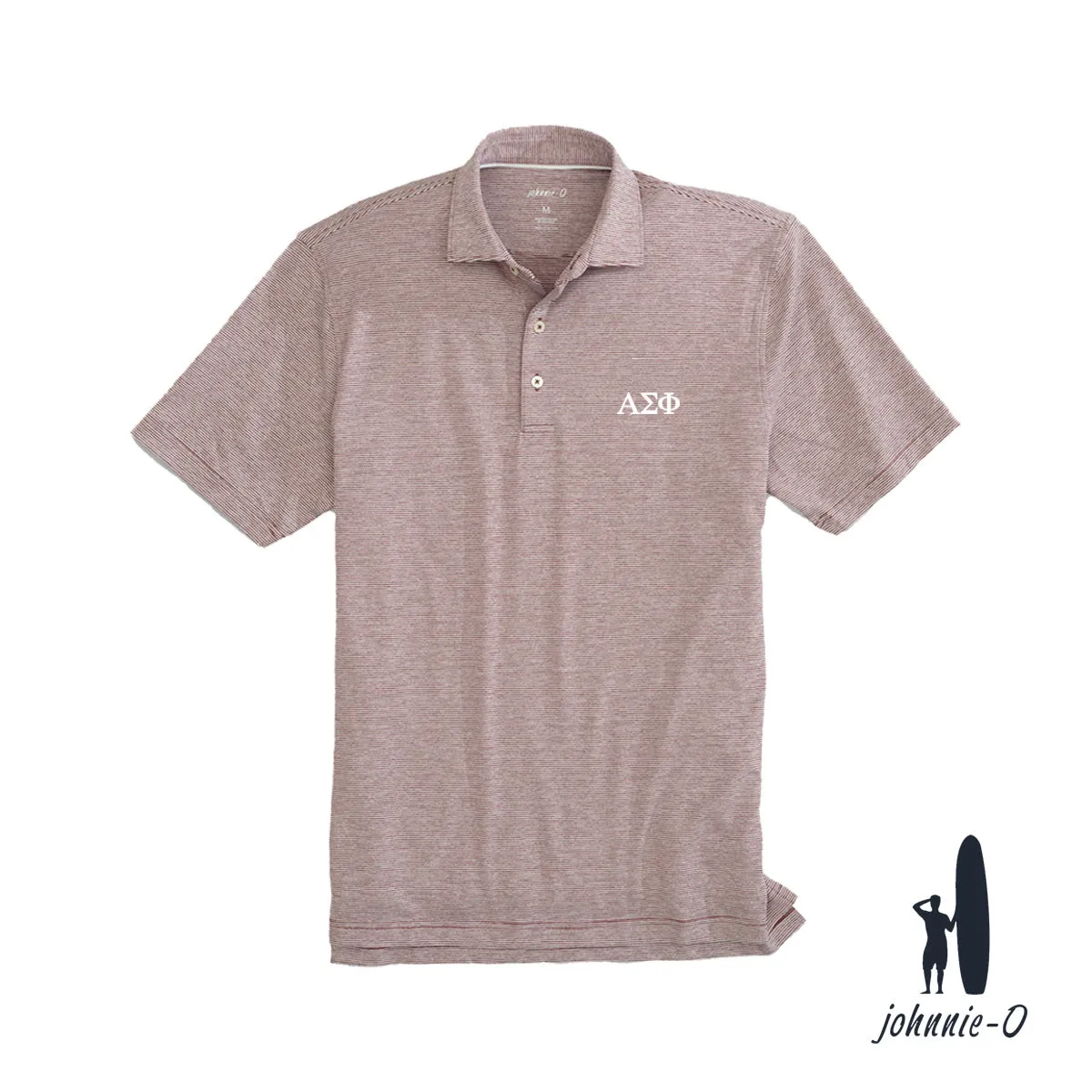 New! Alpha Sig Johnnie-O Striped Polo