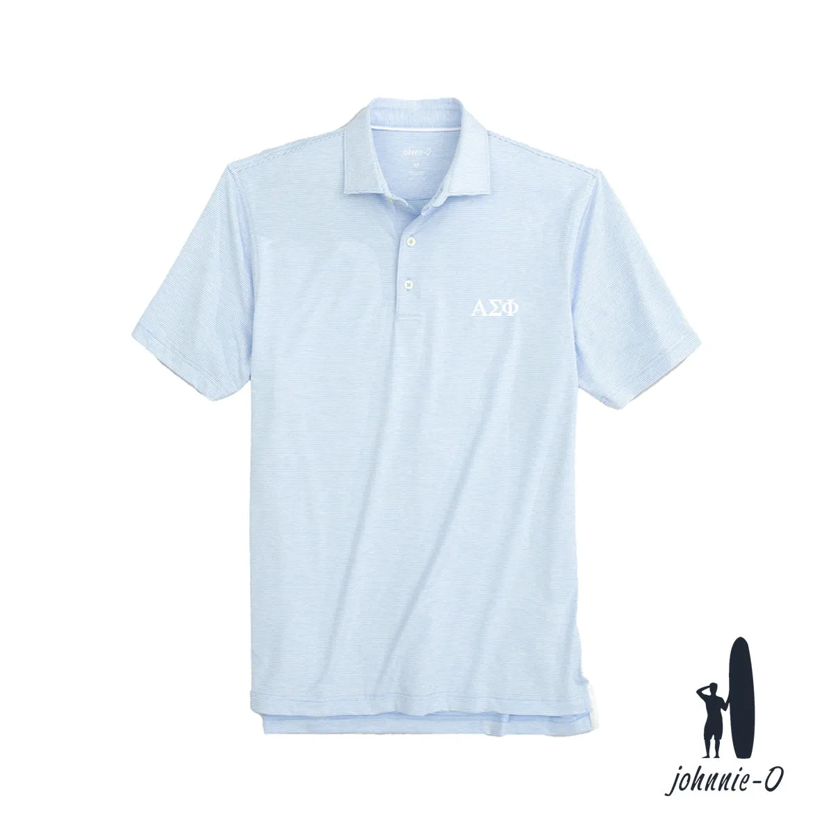 New! Alpha Sig Johnnie-O Striped Polo