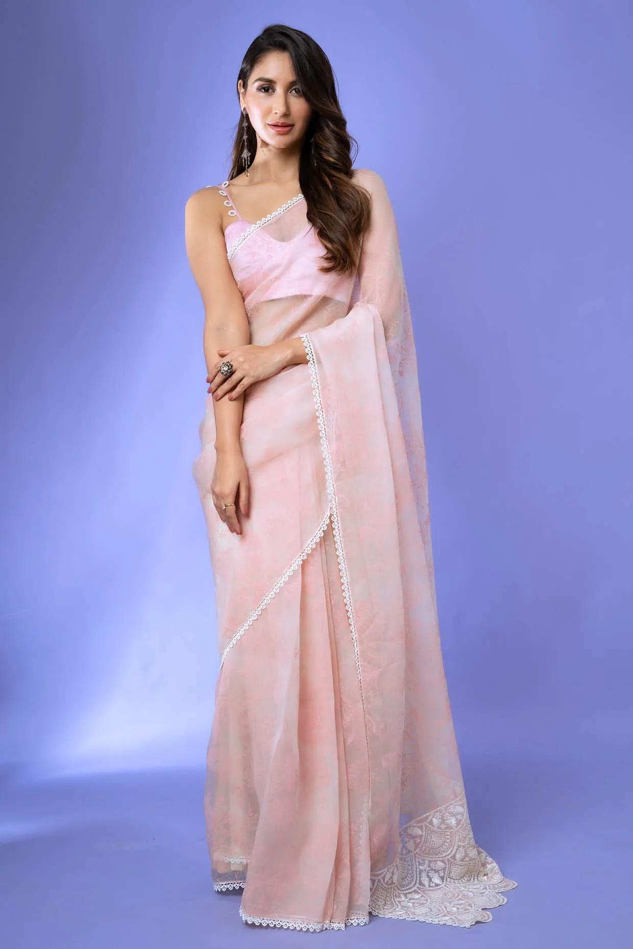 Nikita Dutta in Water Pink Organza Saree