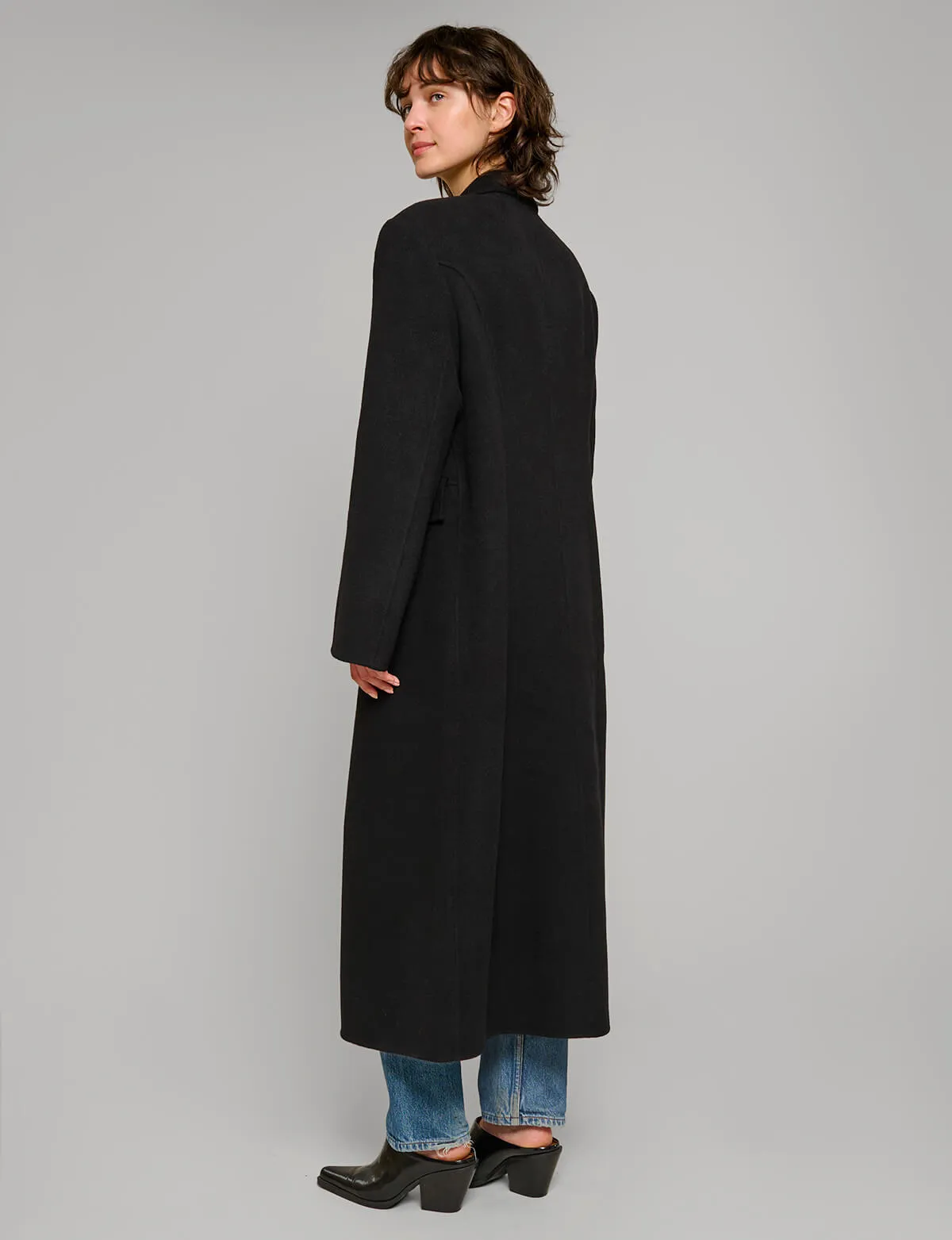 Oversized Wool Gold-Button Maxi Coat