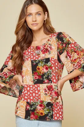 Patchwork Floral Blouse