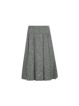 Pleated A-line Skirt in Wool