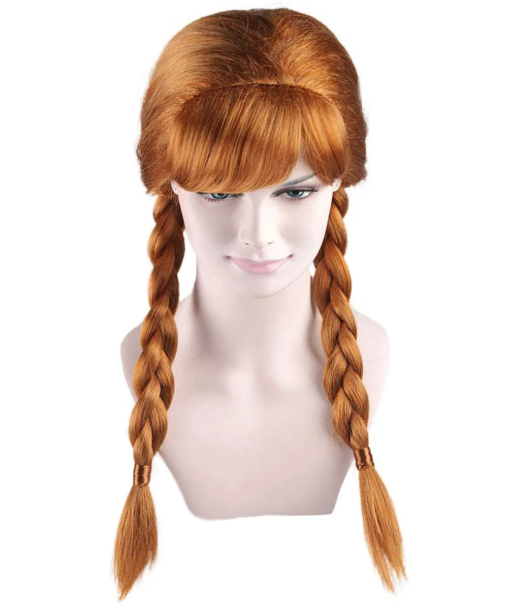 Princess Women Wig | Ginger Long Braided Character Cosplay Brown Wig | Premium Breathable Capless Cap