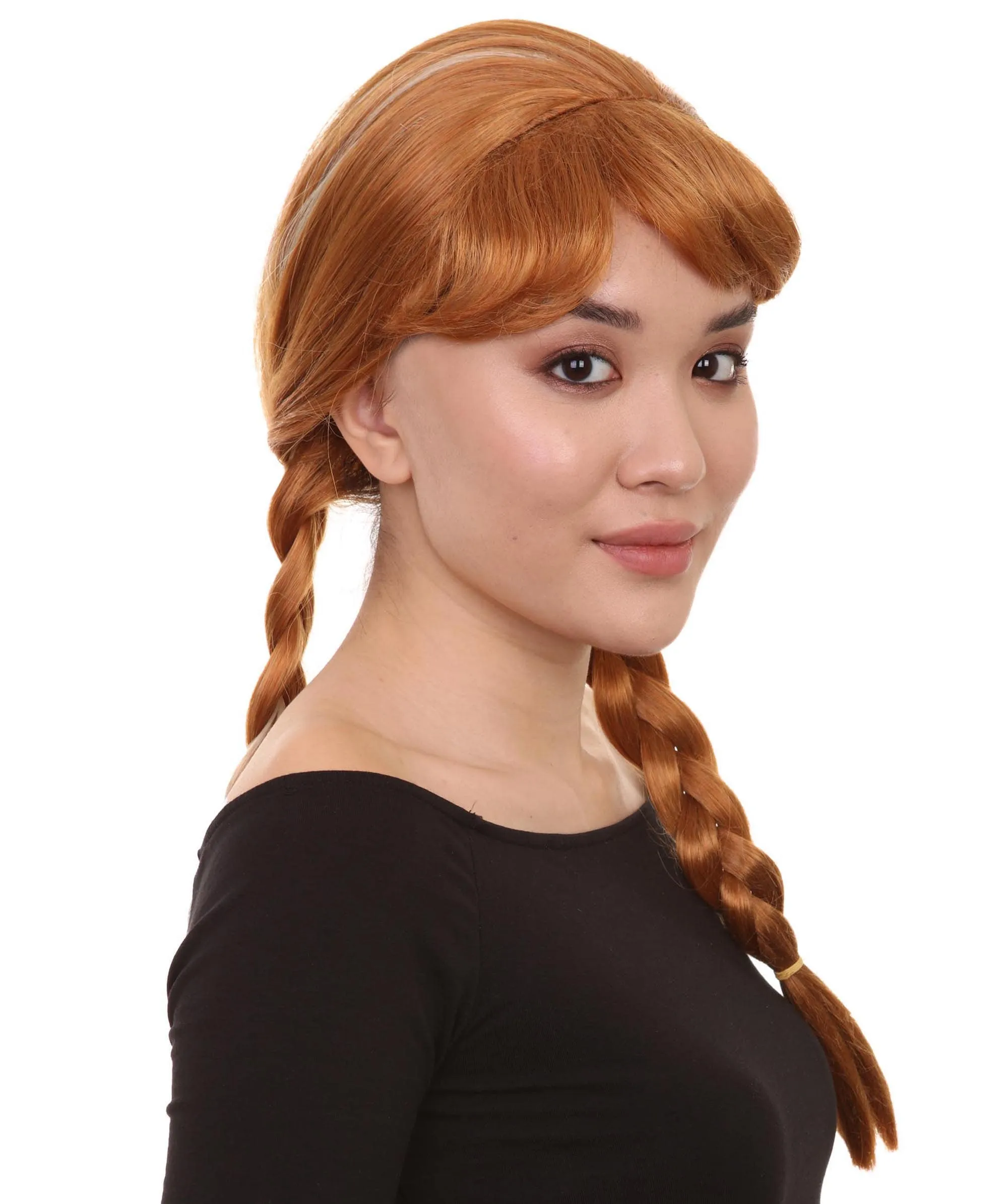 Princess Women Wig | Ginger Long Braided Character Cosplay Brown Wig | Premium Breathable Capless Cap