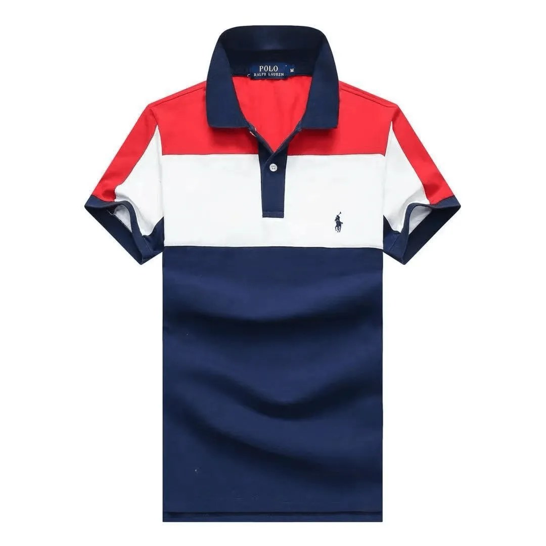 PRL Striped Cotton Small Pony Mesh Polo Shirt