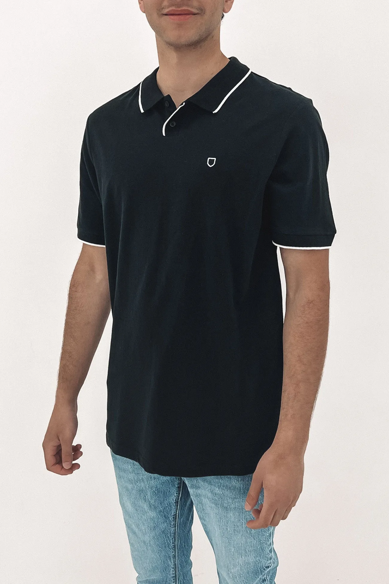 Proper Short Sleeve Polo Knit Black