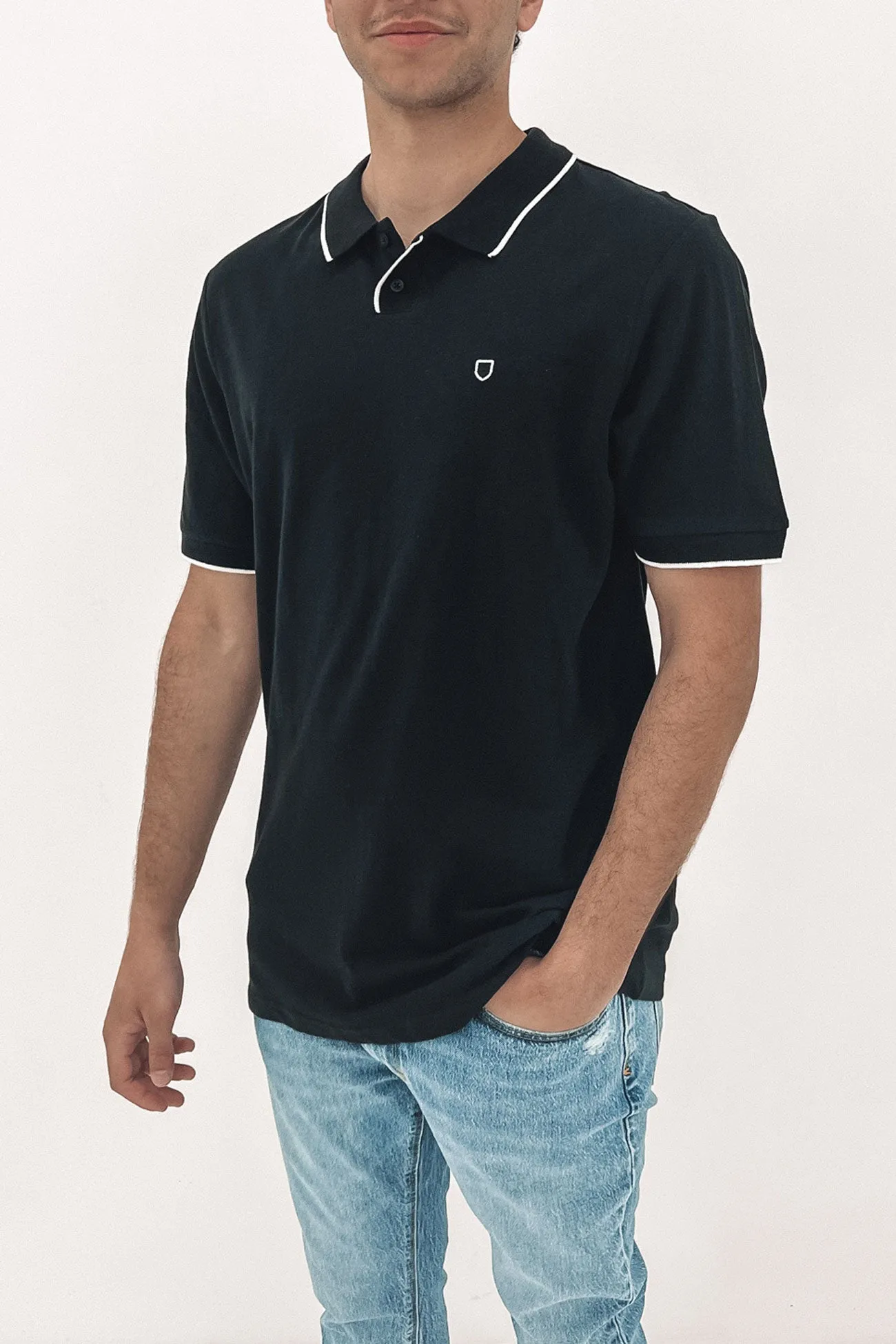 Proper Short Sleeve Polo Knit Black