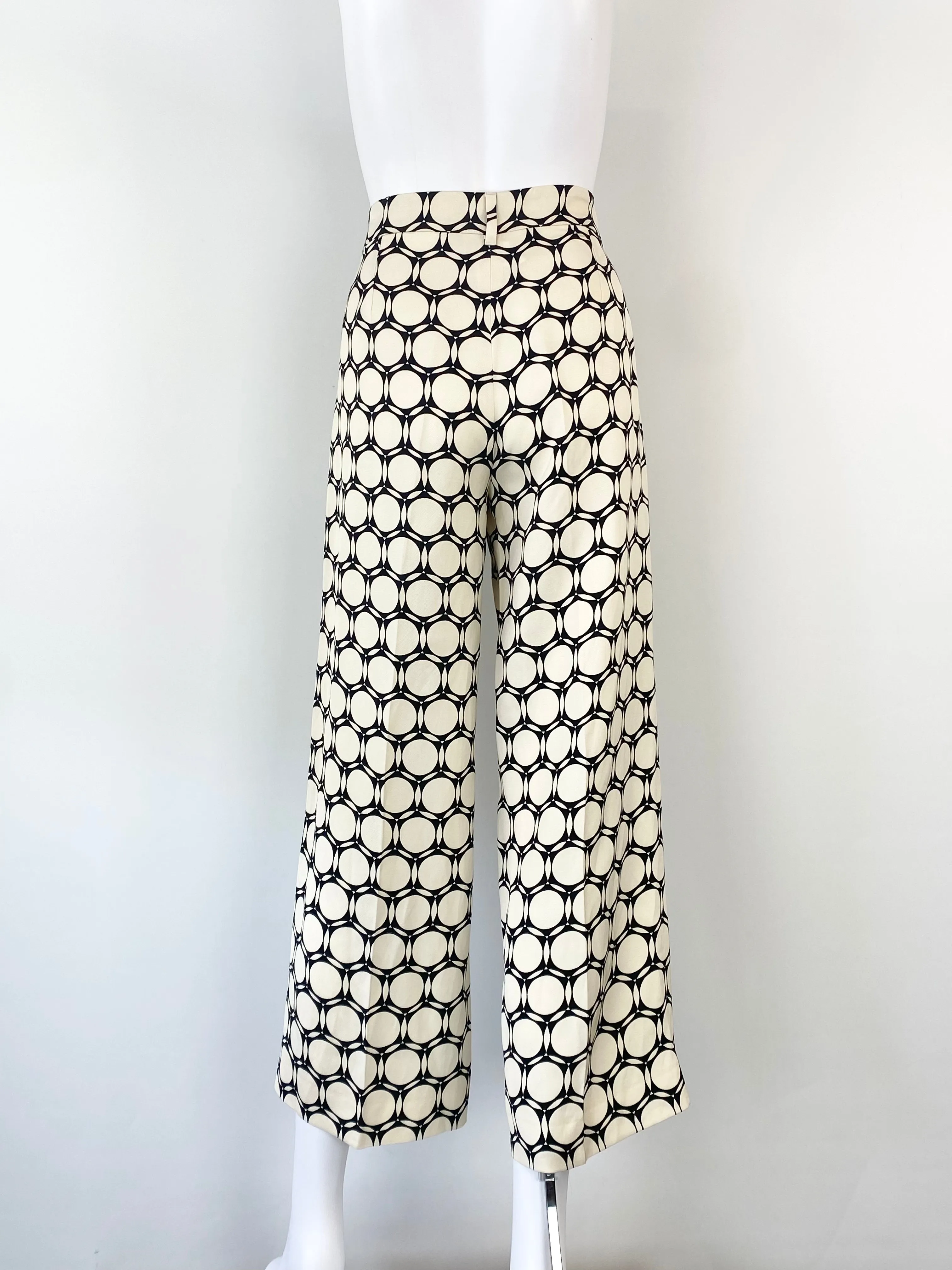 'S Max Mara Retro Patterned Wide Leg Linen Blend Slacks - AU10