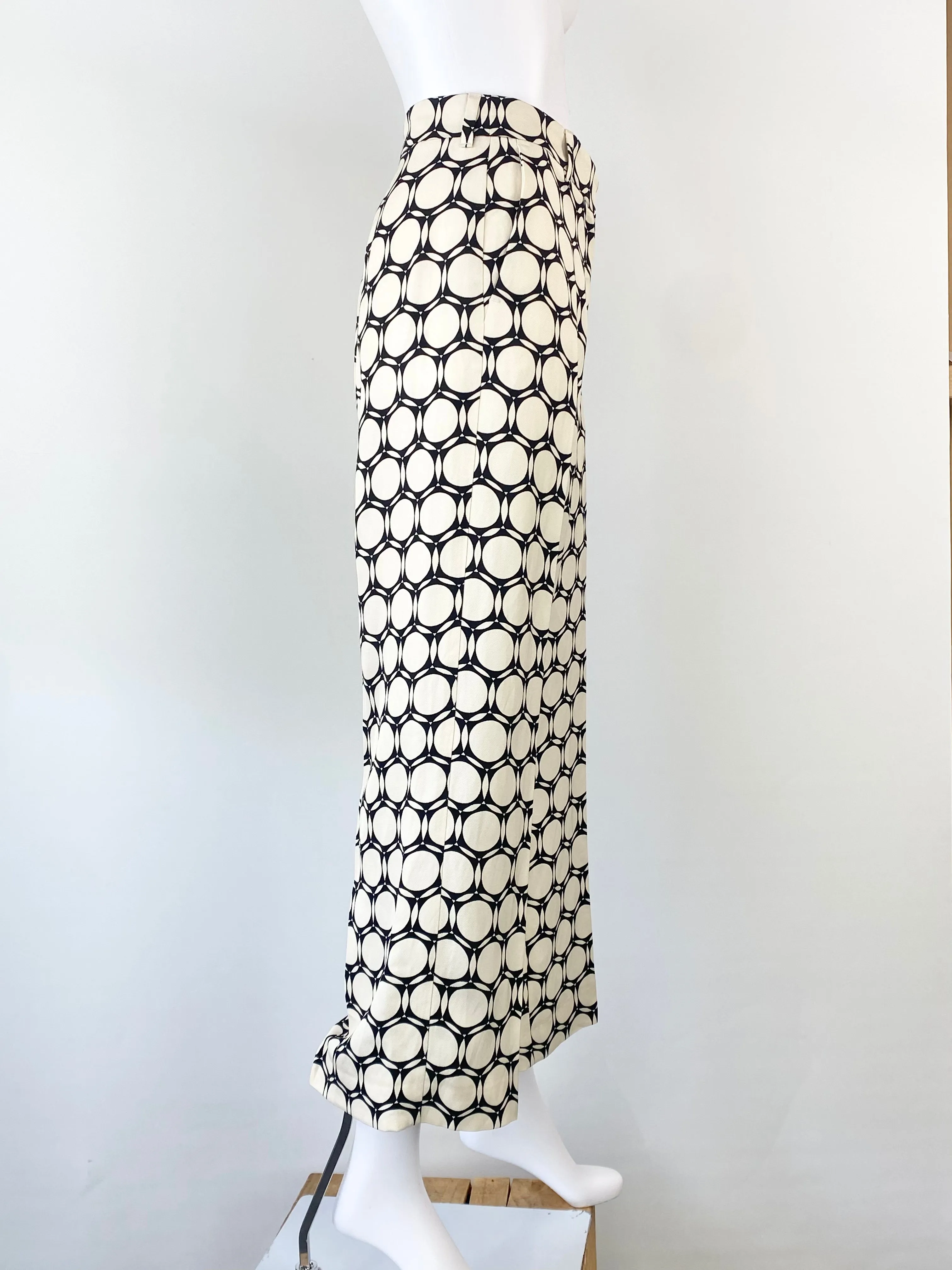 'S Max Mara Retro Patterned Wide Leg Linen Blend Slacks - AU10