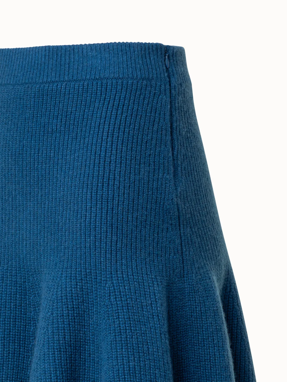 Short Cashmere A-Line Rib Knit Skirt