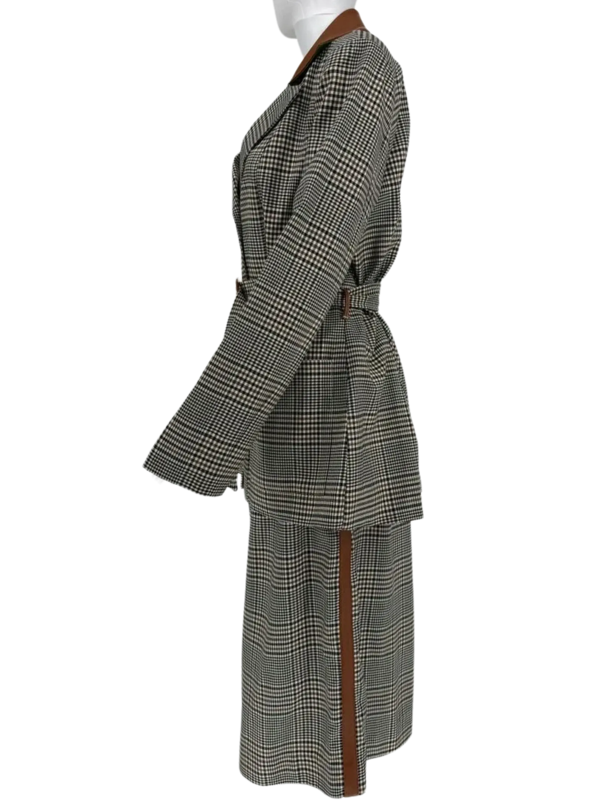 Staud Paprika Belted Plaid Suit