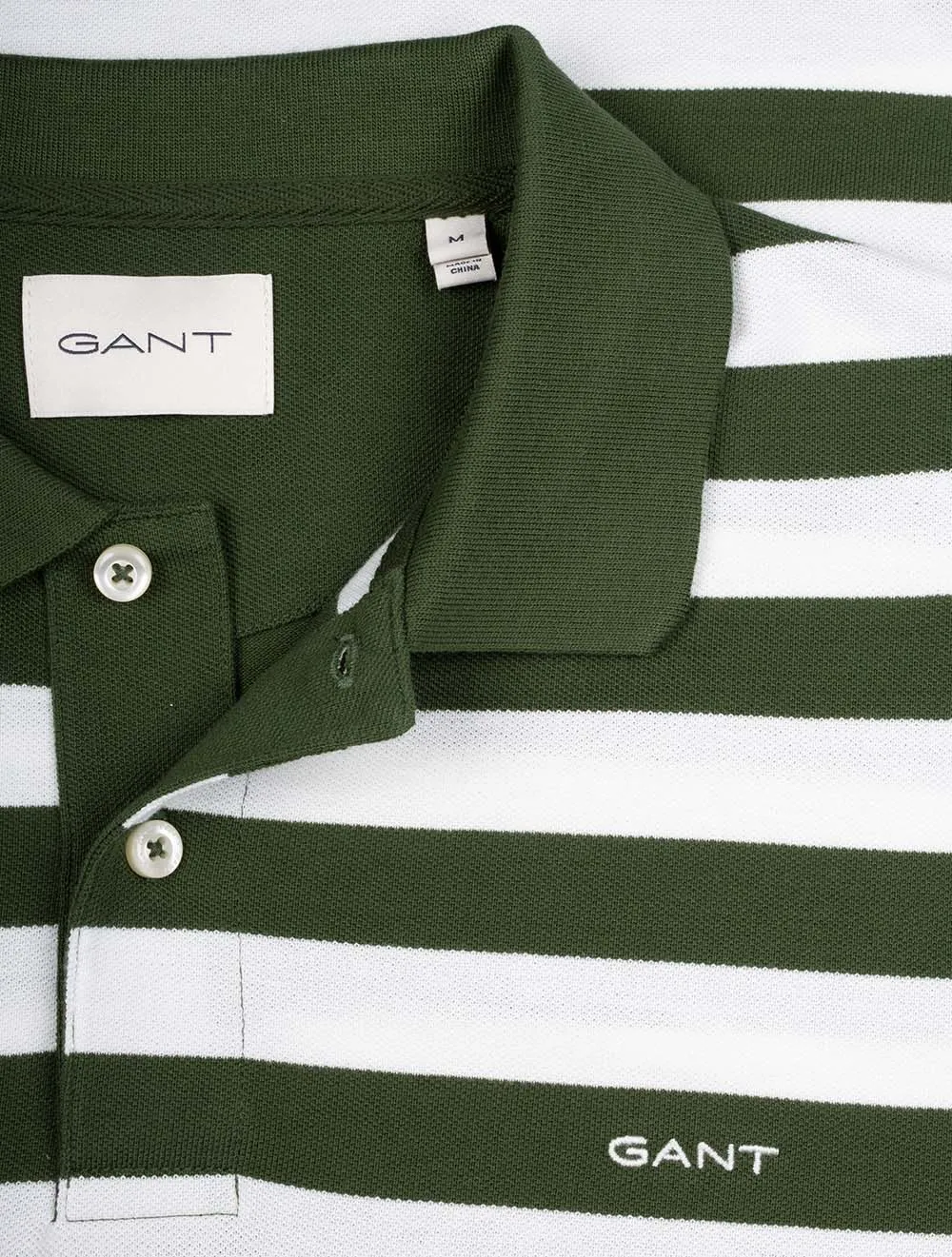 Stripe Short Sleeve Pique Polo Pine Green