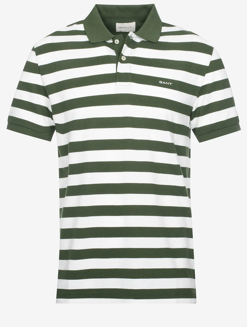 Stripe Short Sleeve Pique Polo Pine Green