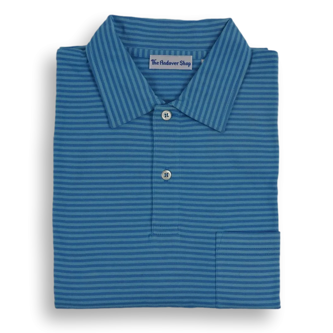 Striped Jersey Polo with Self Collar