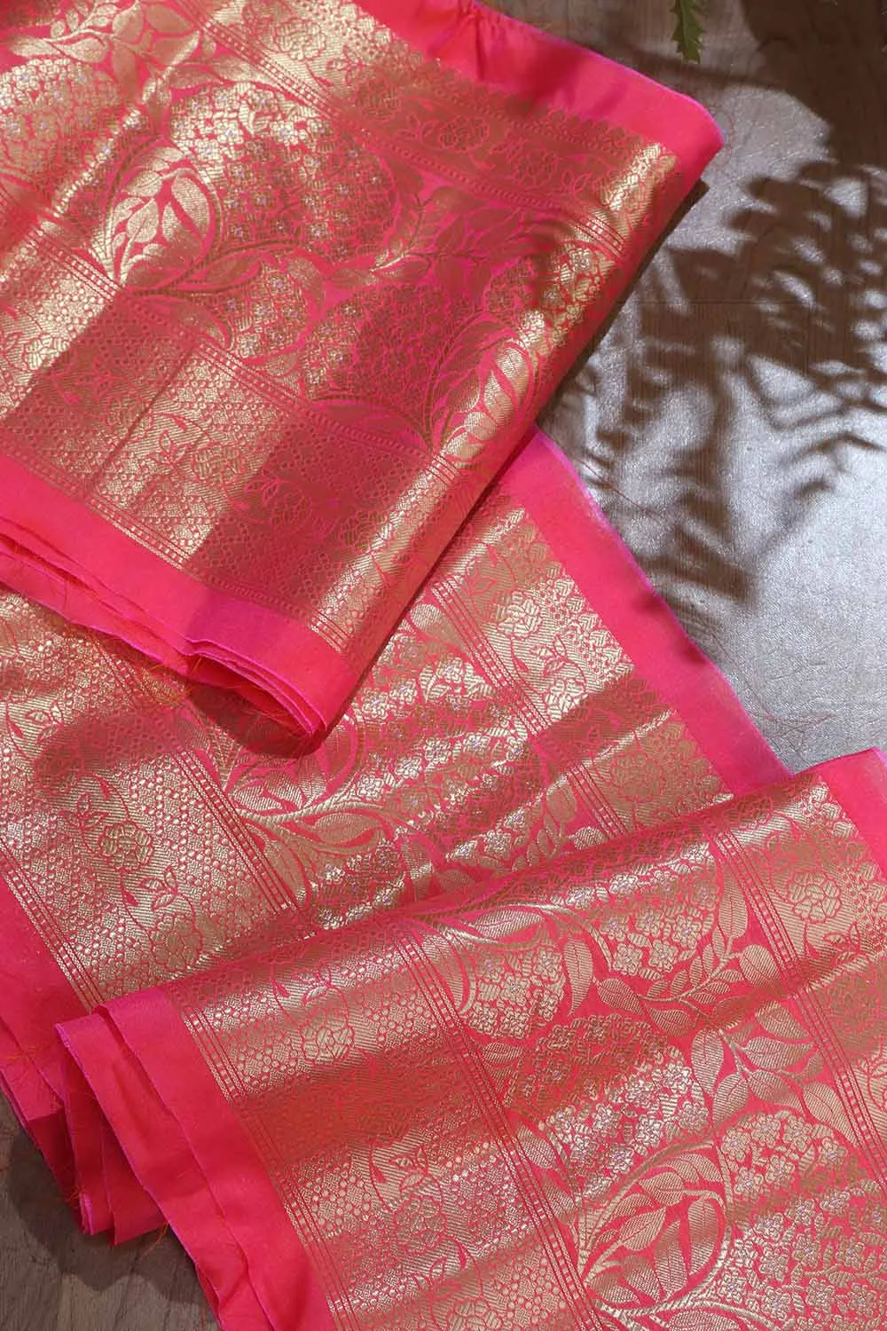 Stunning Pink Banarasi Silk Lace ( 1 Mtr )