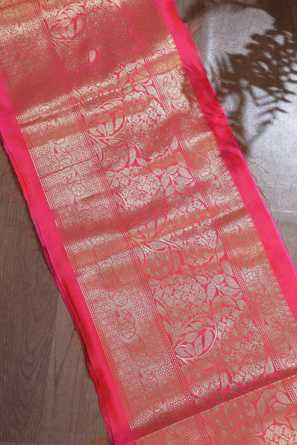 Stunning Pink Banarasi Silk Lace ( 1 Mtr )