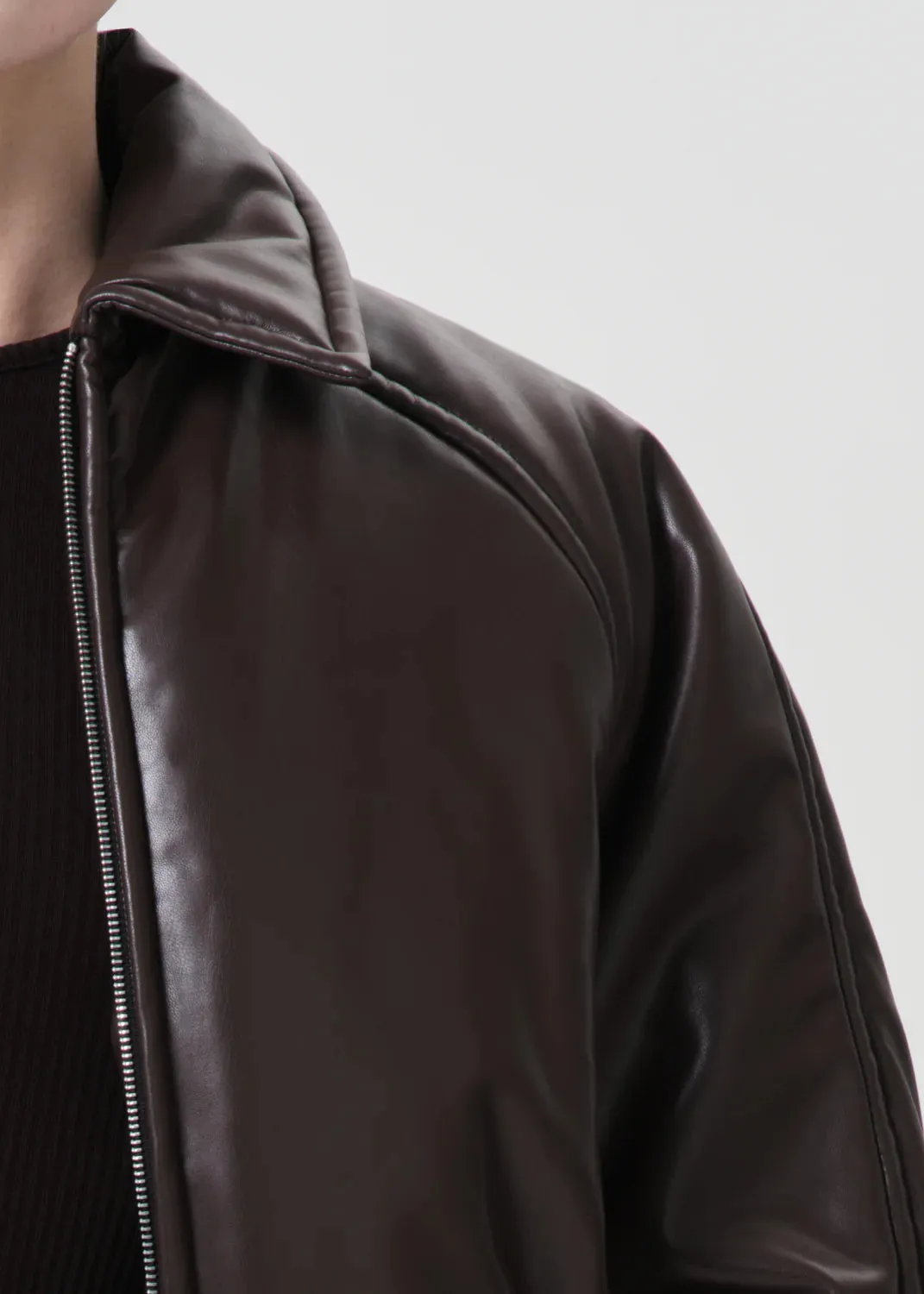 Tate Padded Faux Leather Bomber - Espresso