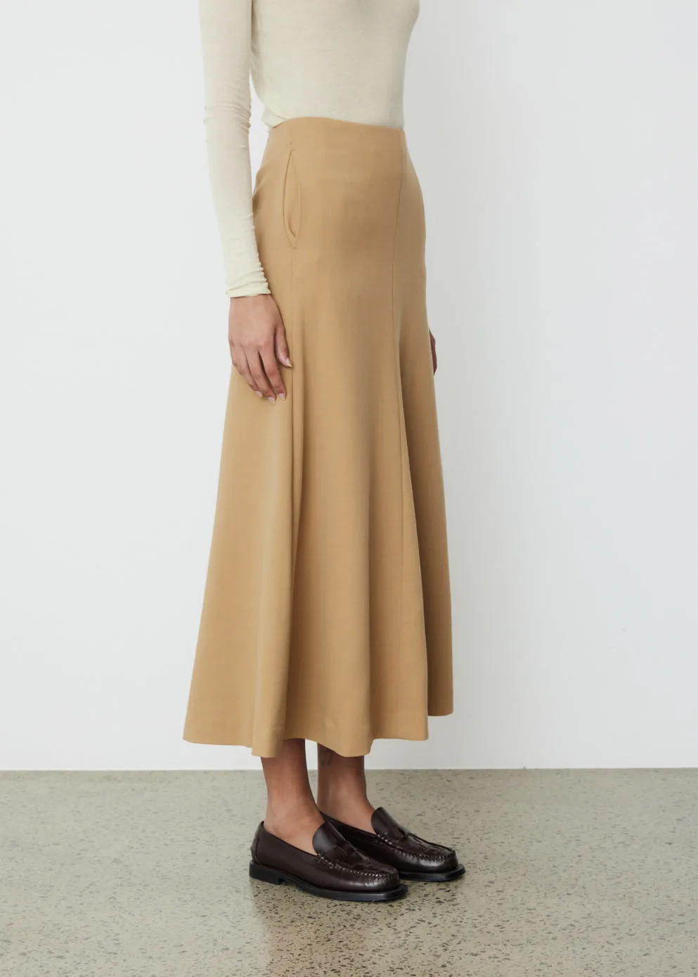 Tense Wool Double Cloth Flair Skirt