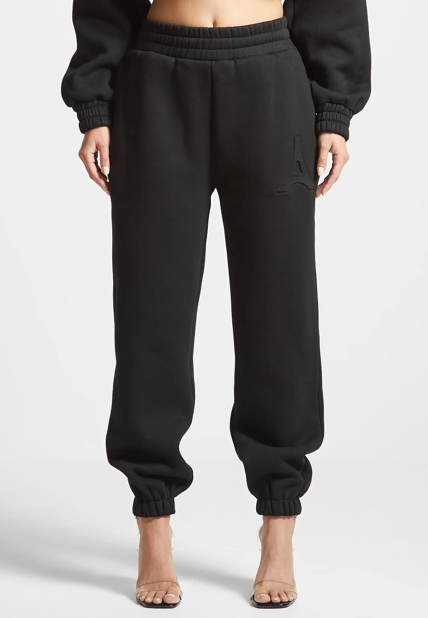 Éternelle Eiffel Embossed Joggers - Black