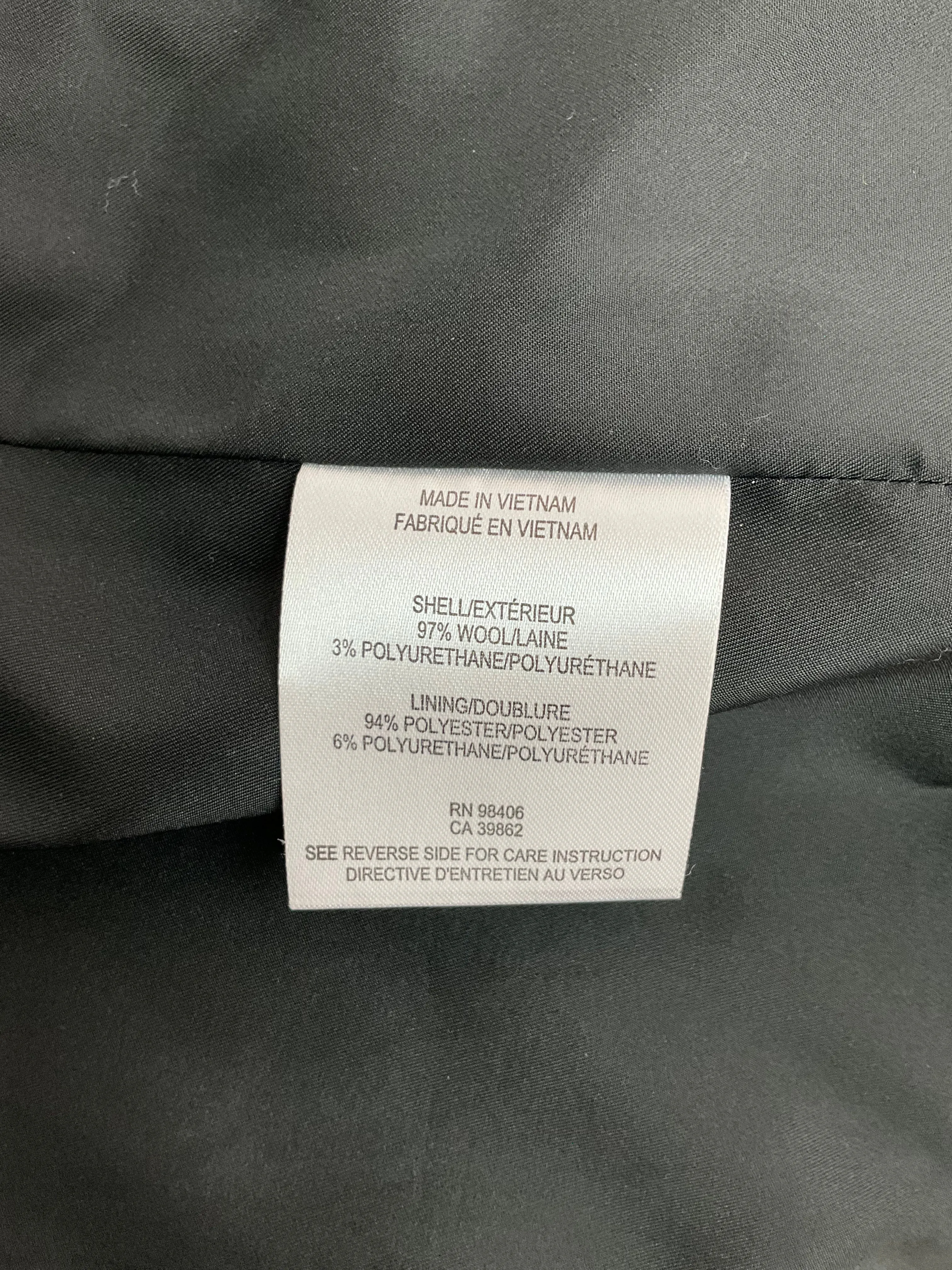 Theory Black Wool Coat Size S