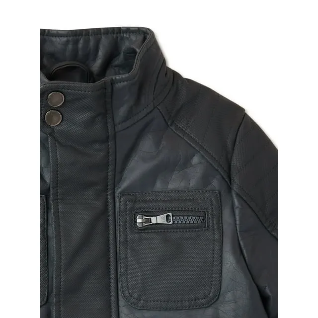 Toddler Boys Faux Leather Moto Jacket - ZB147