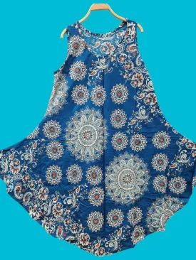 Turquoise Mandala Paisley Boho Midi Dress