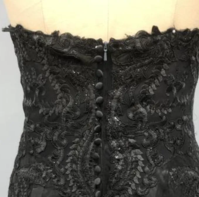 Vintage Black Lace Mermaid Wedding Sleeveless Bridal Gown