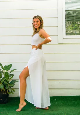 White Palazzo Wrap Pants