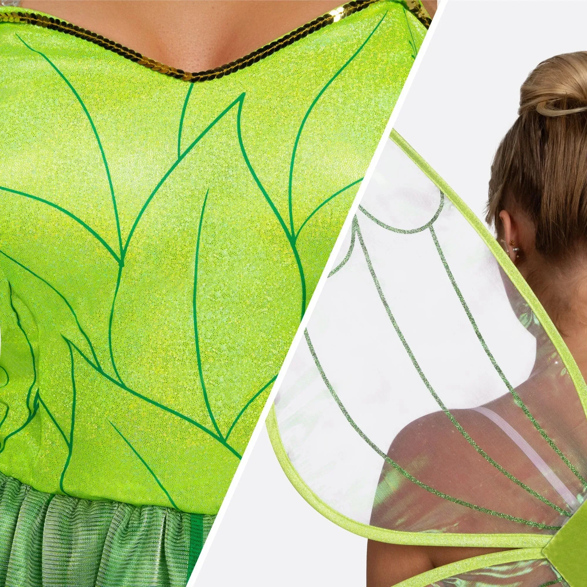 Women Green Fairy Fairytale Dress with Wings Costume Set