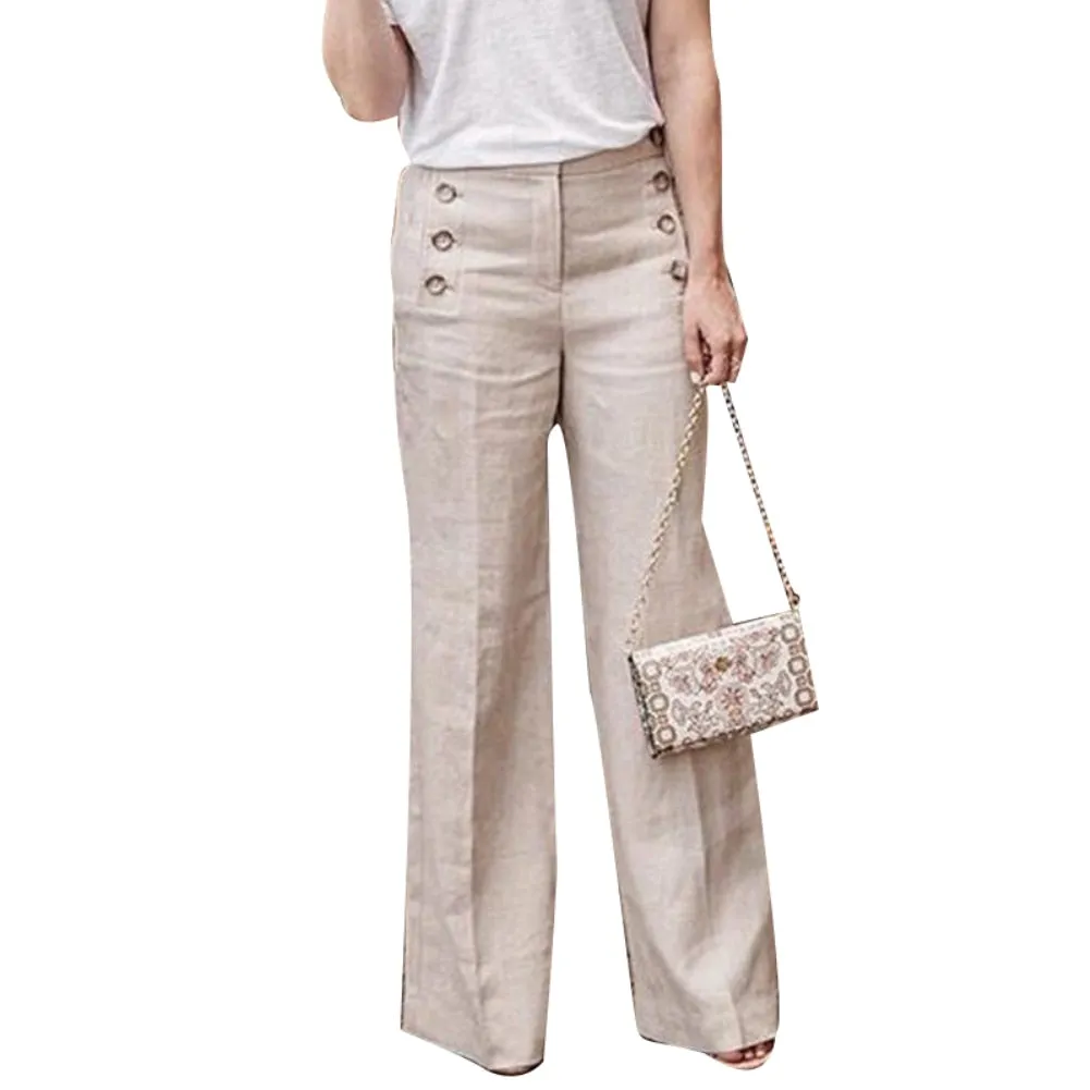 Women Wide Leg Linen Pants