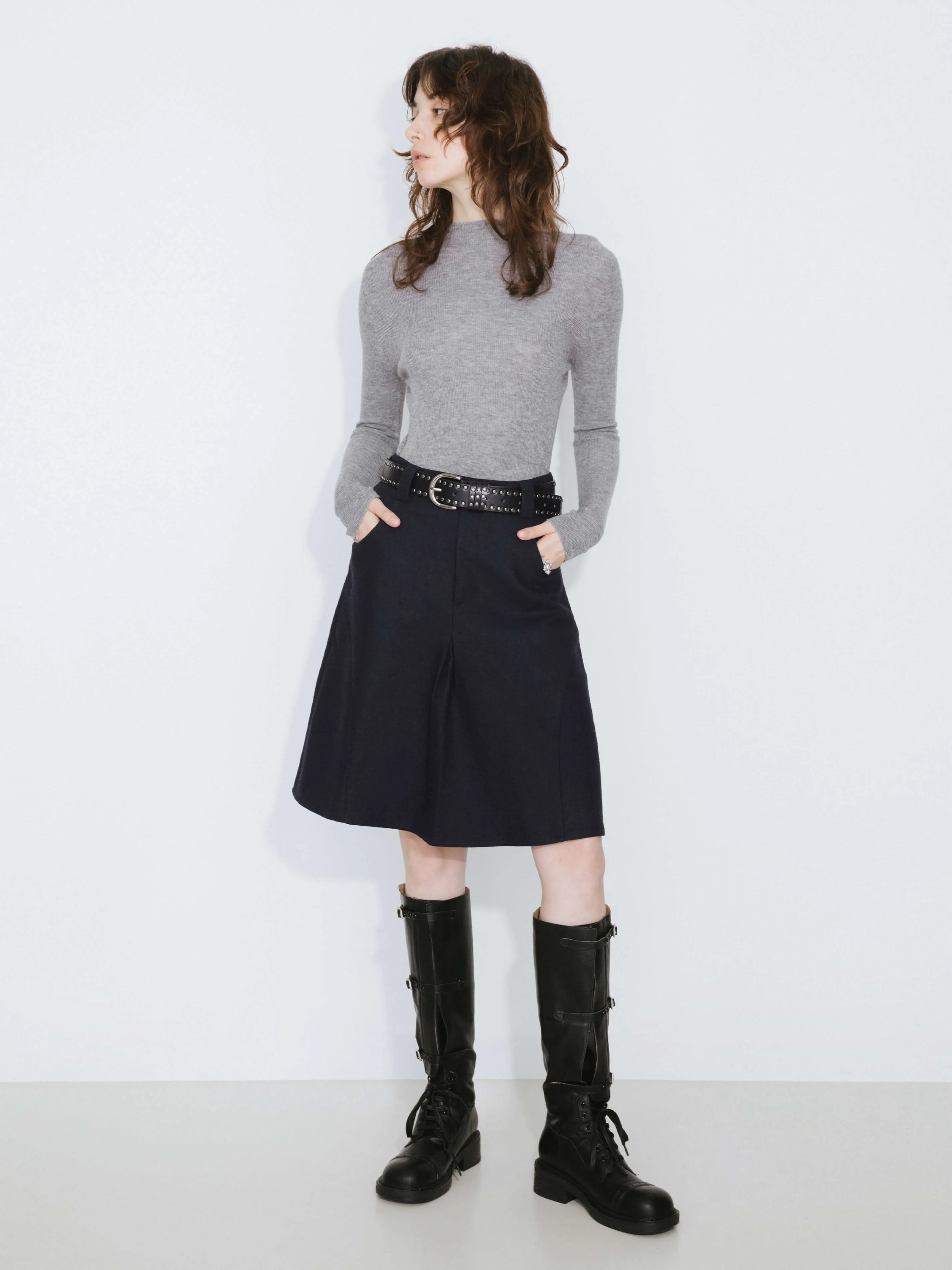 Wool Blend A-Line Skirt