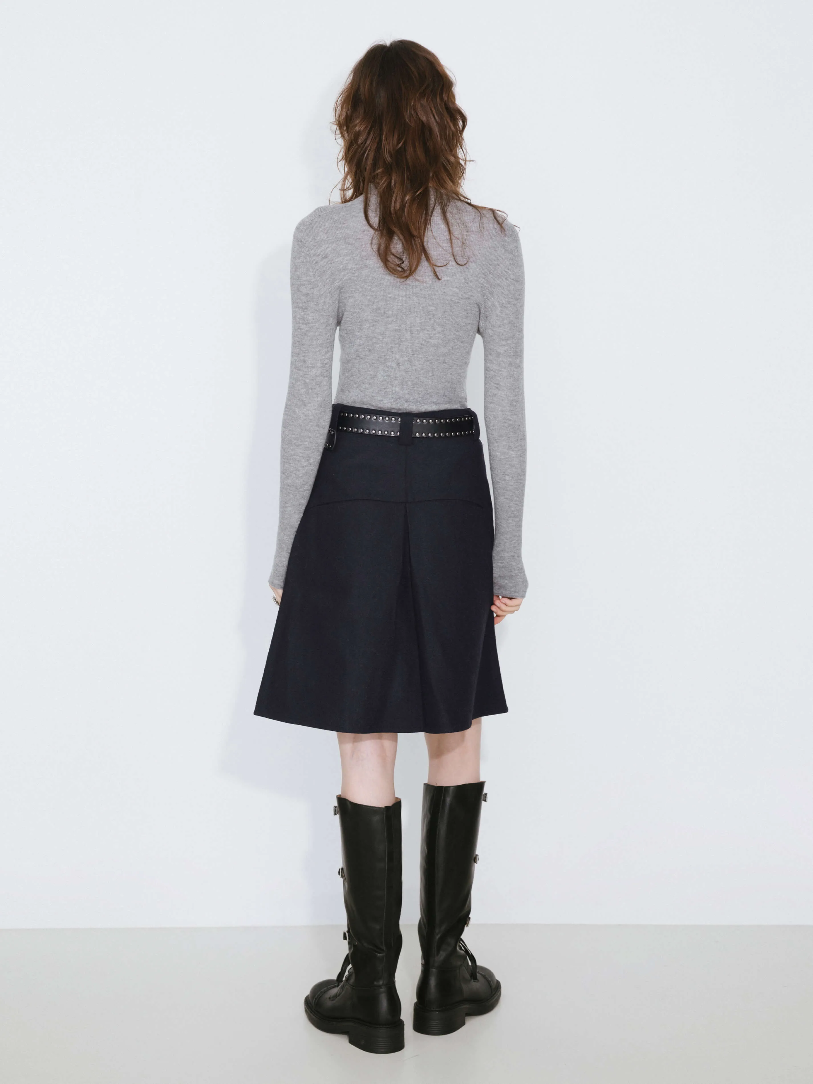 Wool Blend A-Line Skirt