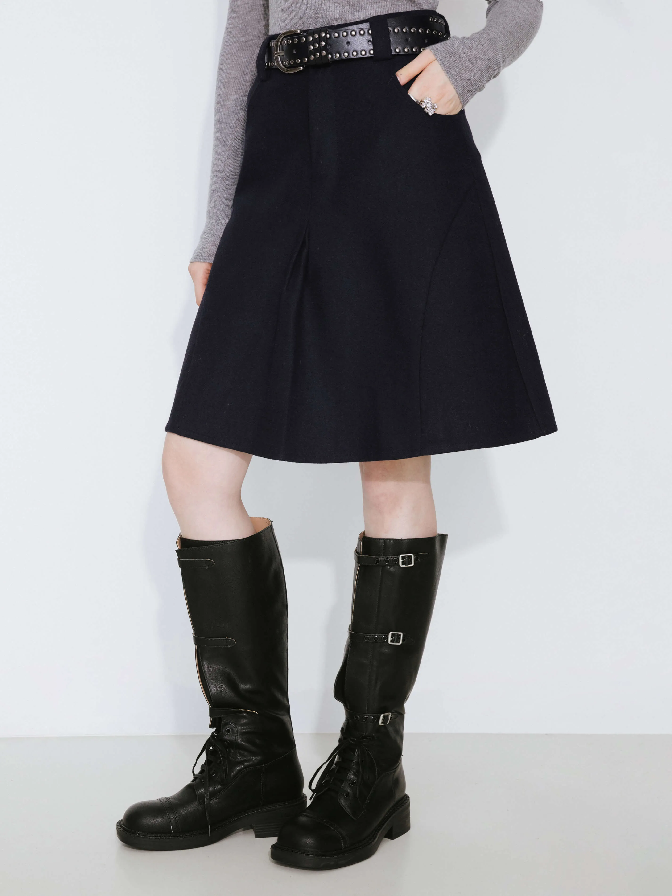 Wool Blend A-Line Skirt