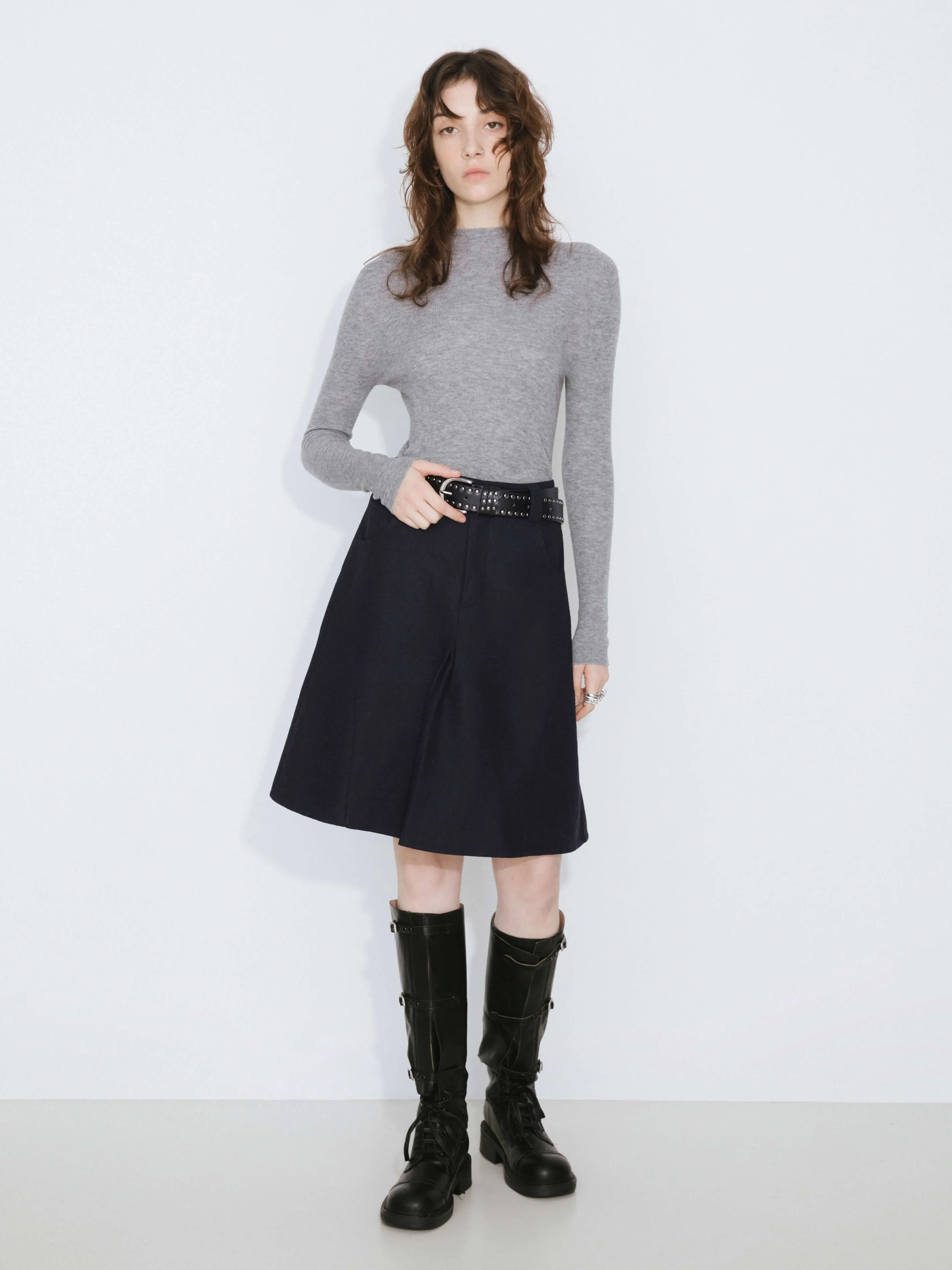 Wool Blend A-Line Skirt