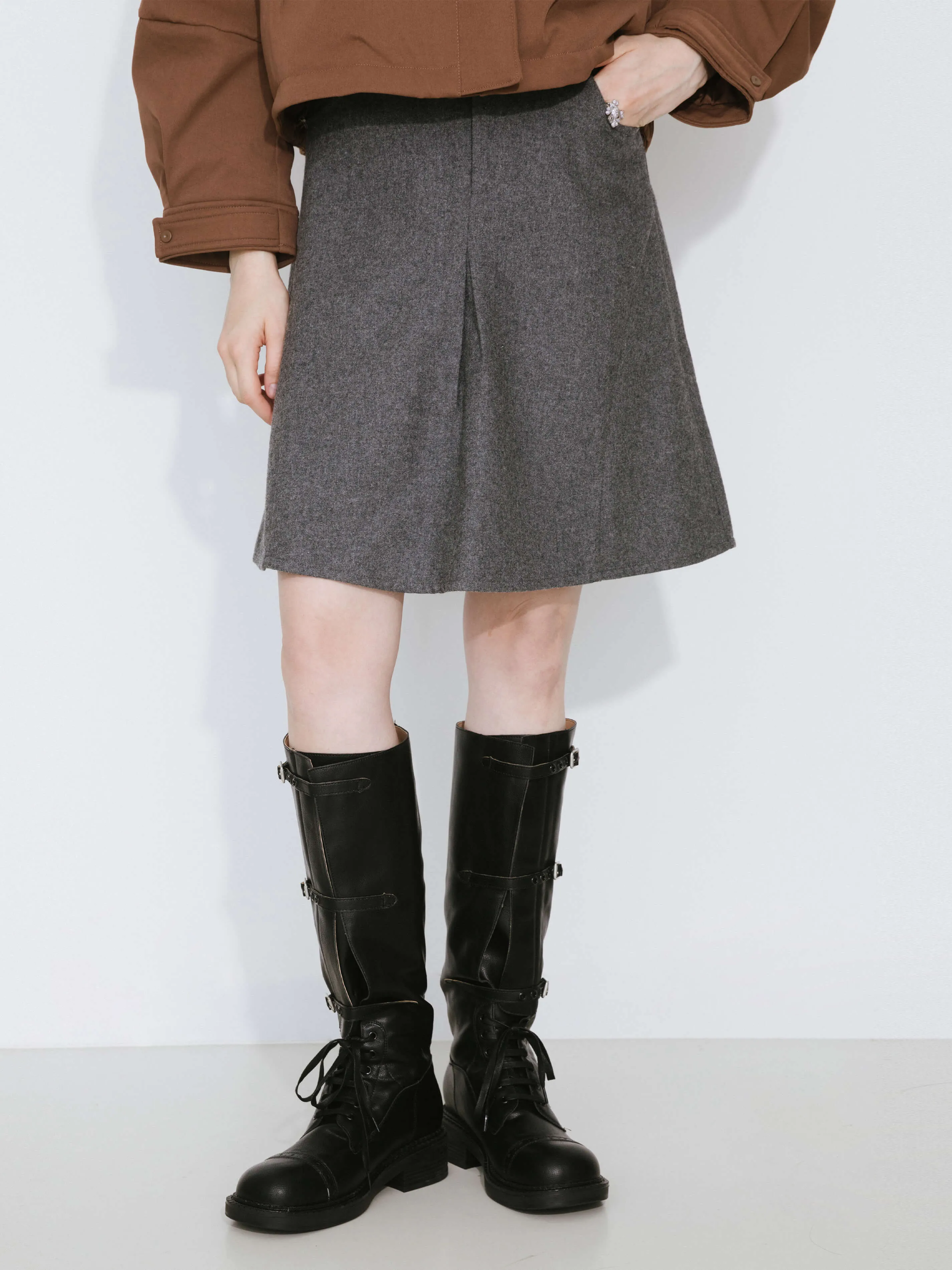 Wool Blend A-Line Skirt